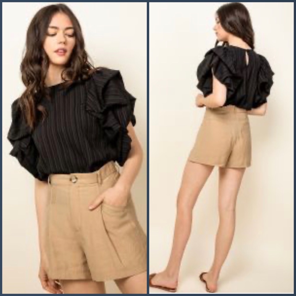 THML Black Ruffle Top, Worn Once